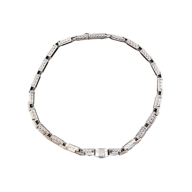 Vintage 14k White Gold Diamond Bracelet Estate Jewelry - 9