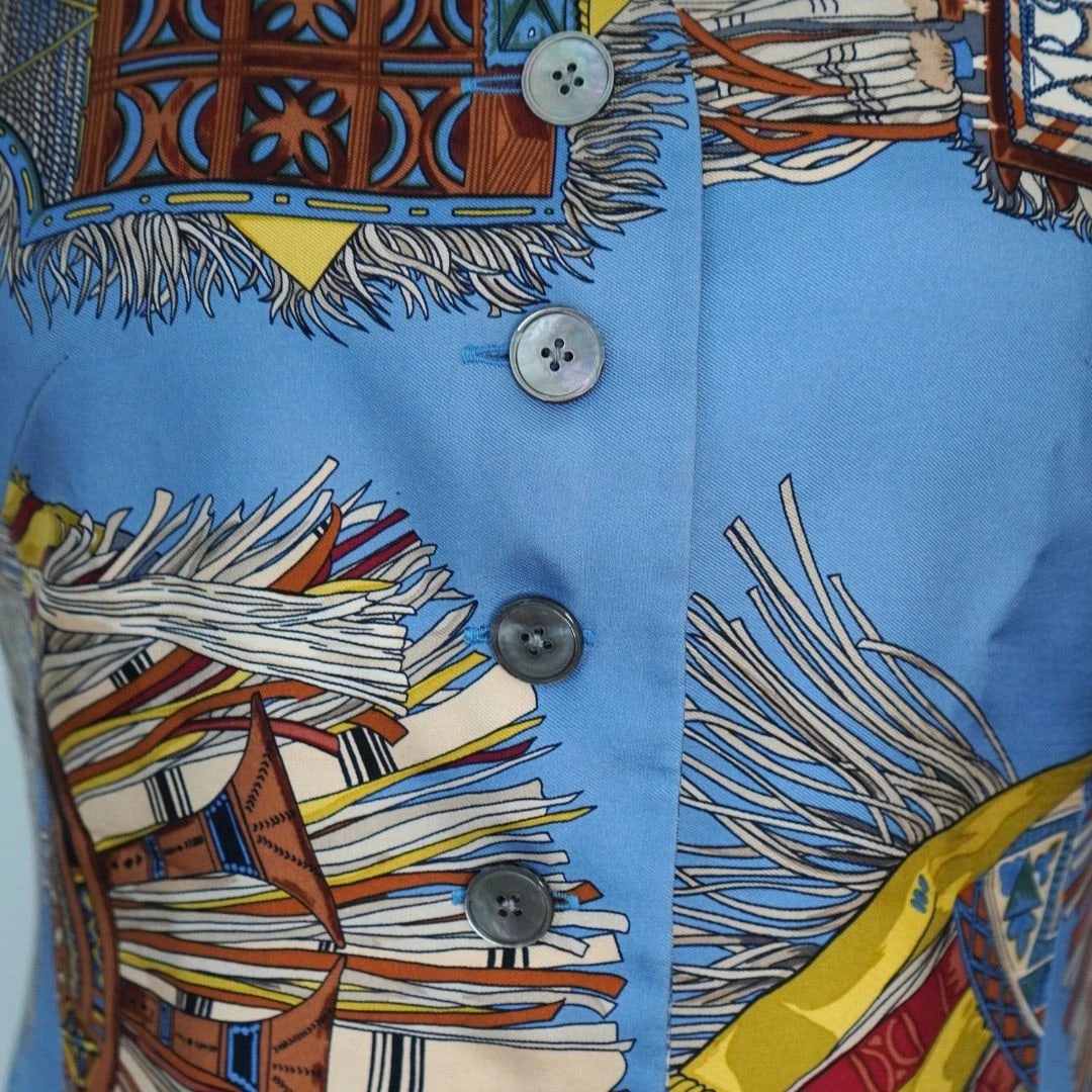 Hermès Blue Silk Buttoned Vest - 7