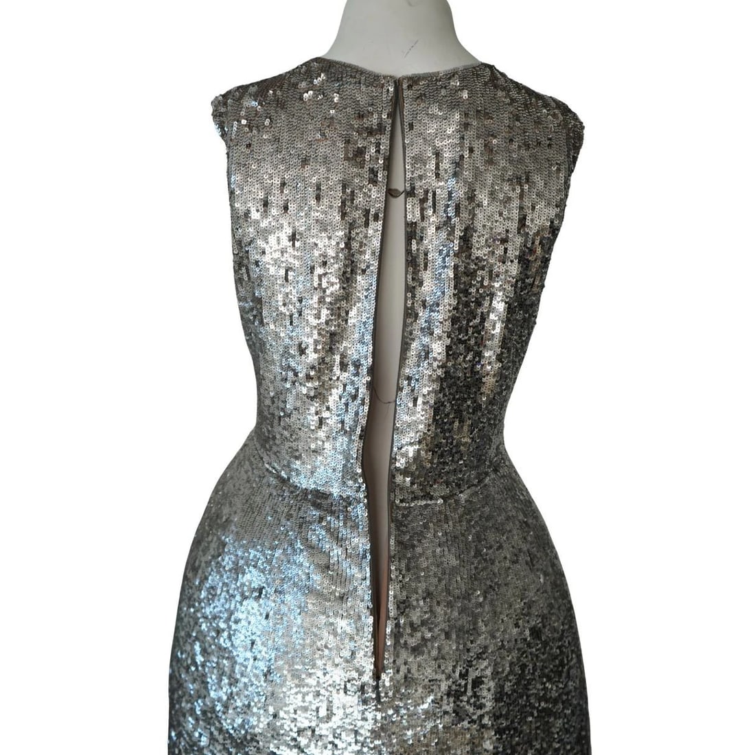 Oscar de la Renta Silver Sequined Fringe Mini Dress - 10