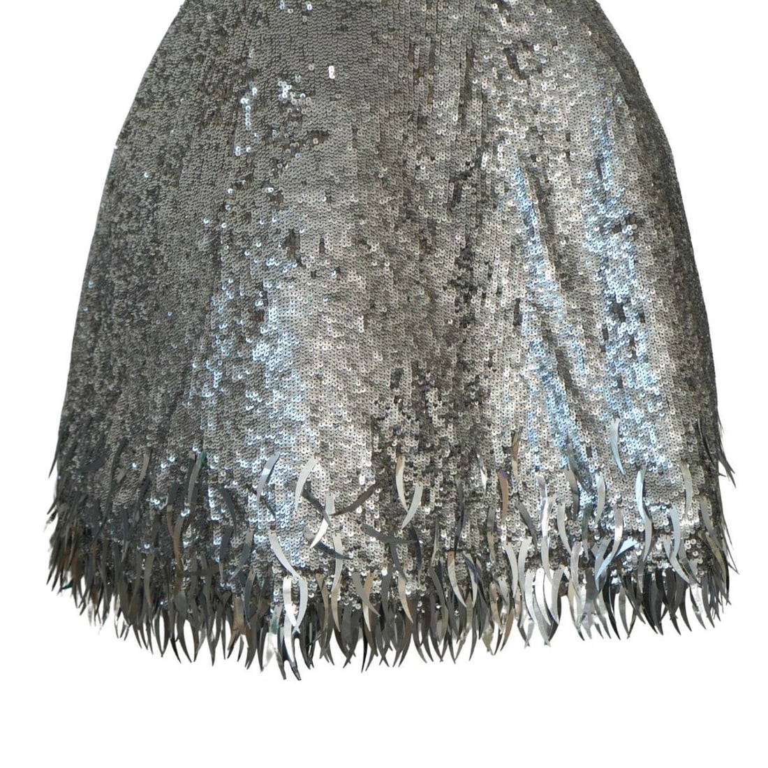 Oscar de la Renta Silver Sequined Fringe Mini Dress - 4