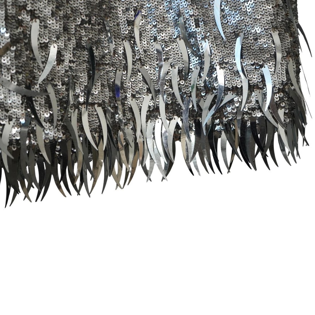 Oscar de la Renta Silver Sequined Fringe Mini Dress - 5