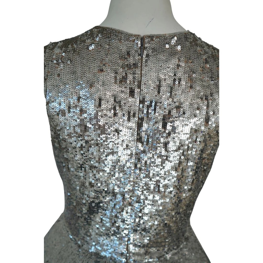Oscar de la Renta Silver Sequined Fringe Mini Dress - 8