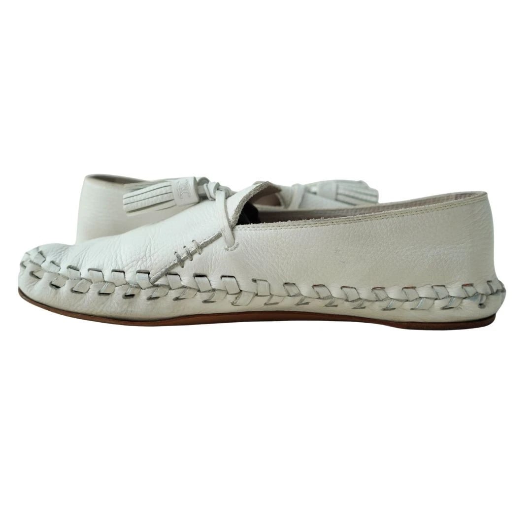 Celine White Leather Tassel Loafers sz 9.5 - 10