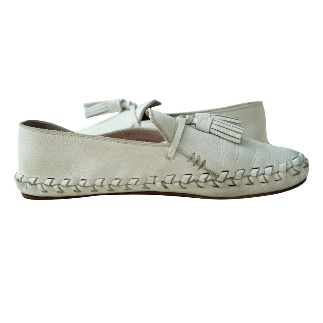 Celine White Leather Tassel Loafers sz 9.5 - 11