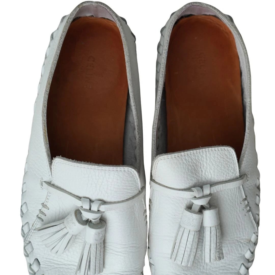 Celine White Leather Tassel Loafers sz 9.5 - 12