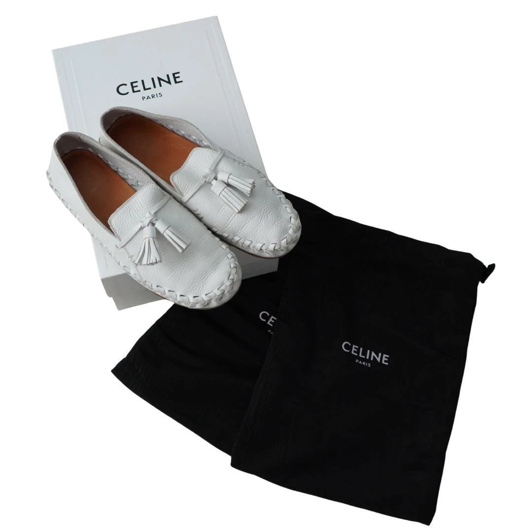 Celine White Leather Tassel Loafers sz 9.5 - 2