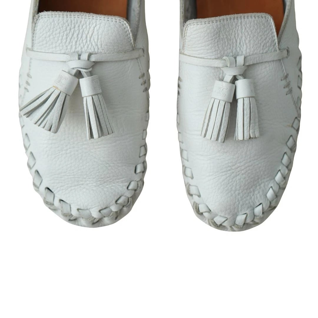 Celine White Leather Tassel Loafers sz 9.5 - 5