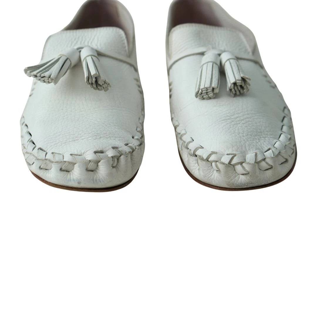 Celine White Leather Tassel Loafers sz 9.5 - 6