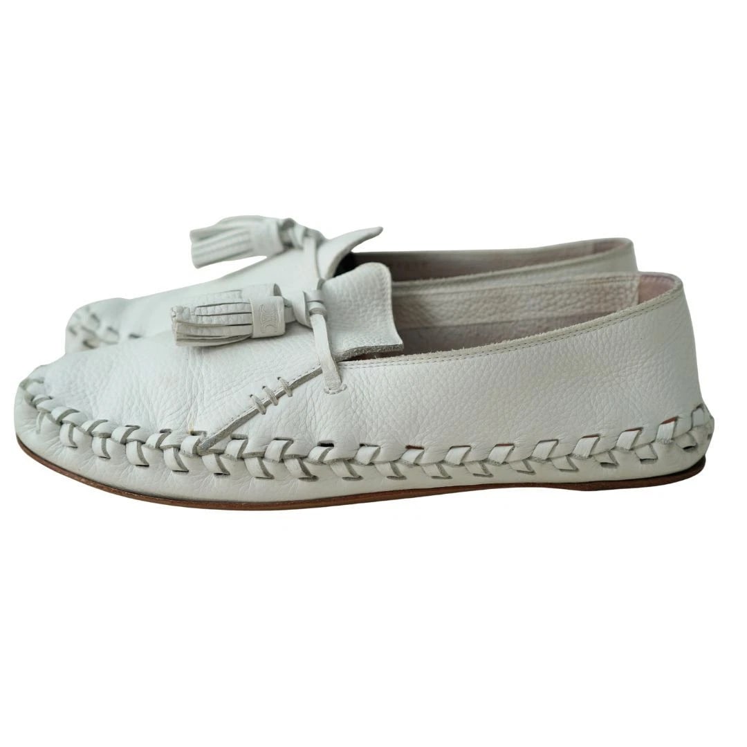 Celine White Leather Tassel Loafers sz 9.5 - 7