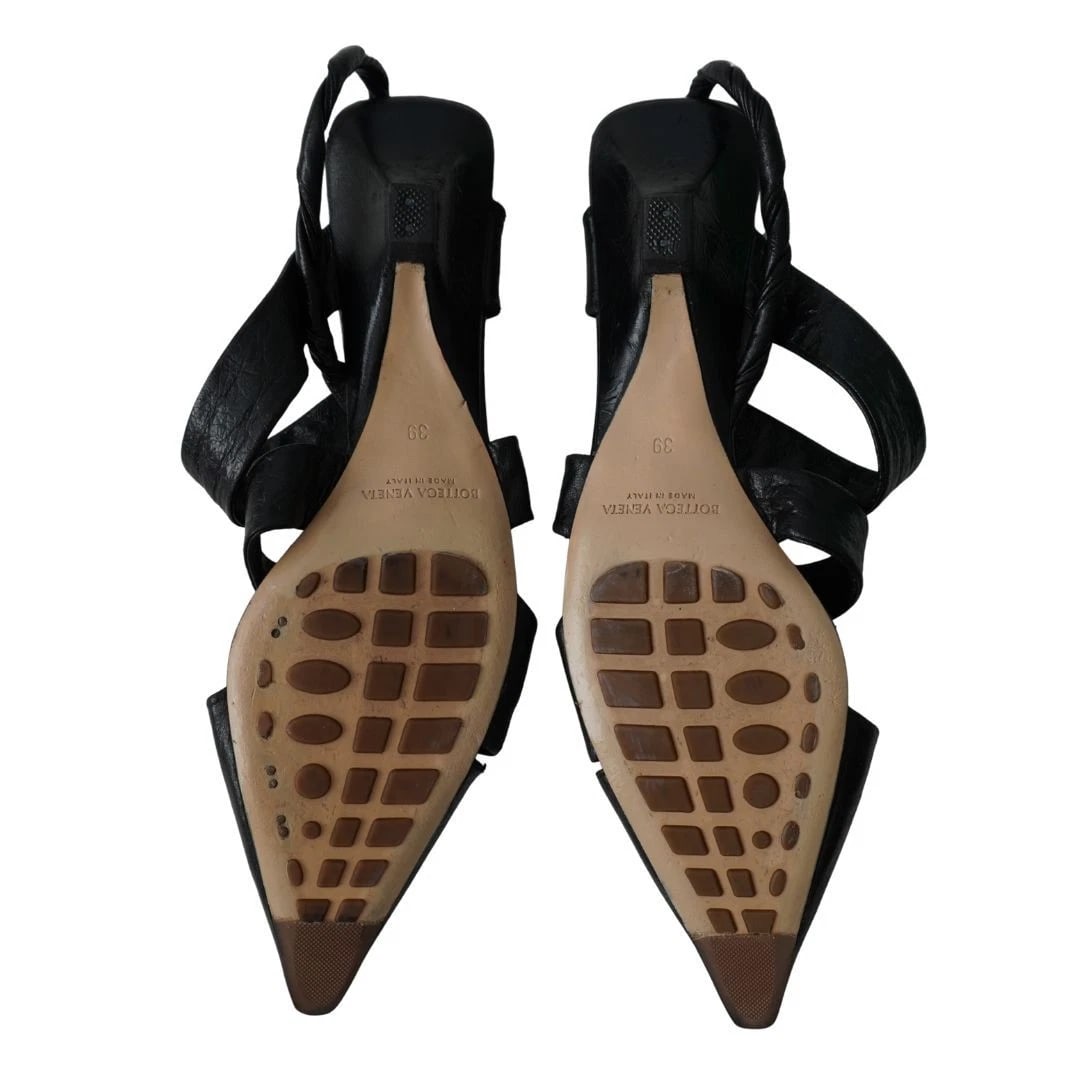 Bottega Veneta Black Nappa Leather Strappy Sandals 39 - 8