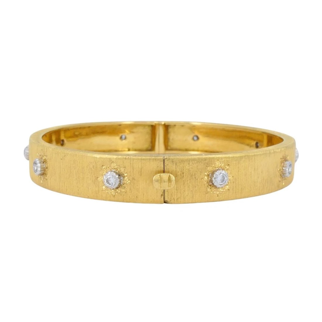 Vintage Buccellati 18k Gold Diamond Bangle Bracelet - 4