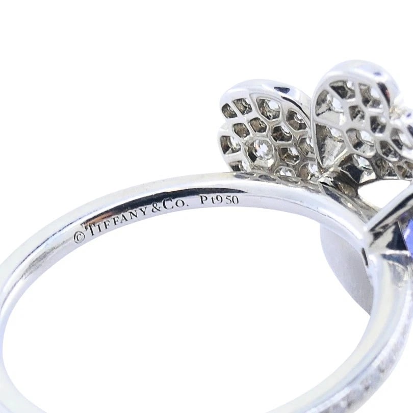 Tiffany & Co. Platinum Paper Flower Ring Tanzanite Diamonds - 10