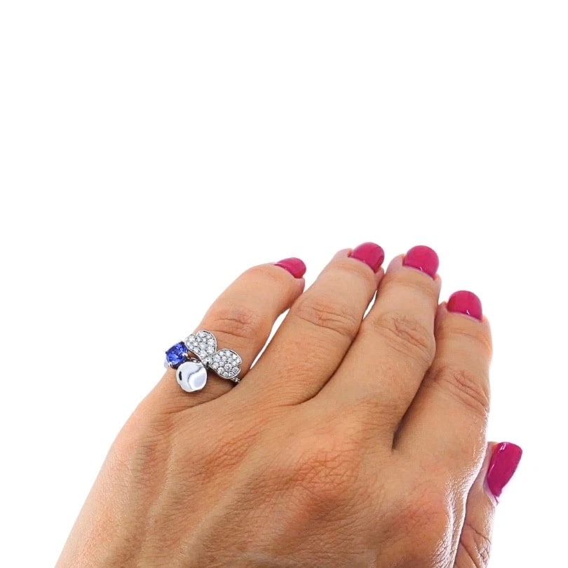 Tiffany & Co. Platinum Paper Flower Ring Tanzanite Diamonds - 2