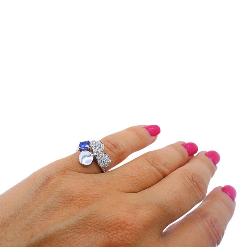 Tiffany & Co. Platinum Paper Flower Ring Tanzanite Diamonds - 3