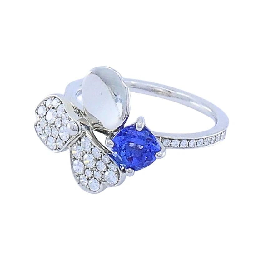 Tiffany & Co. Platinum Paper Flower Ring Tanzanite Diamonds - 6