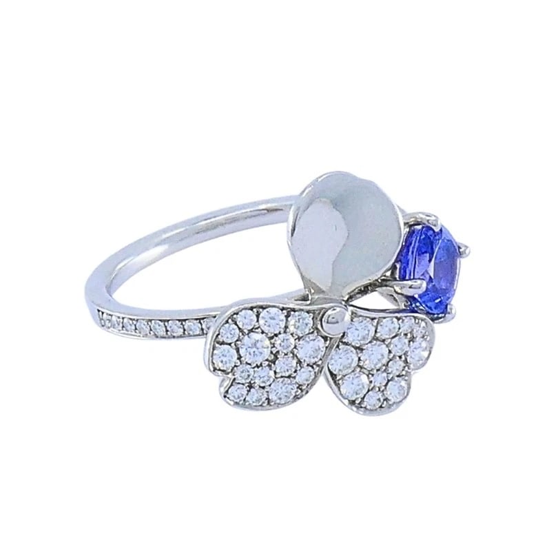 Tiffany & Co. Platinum Paper Flower Ring Tanzanite Diamonds - 7