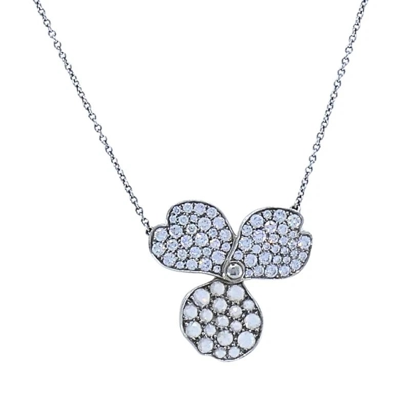 Tiffany & Co. Platinum Diamond Paper Flowers Pendant Necklace - 3