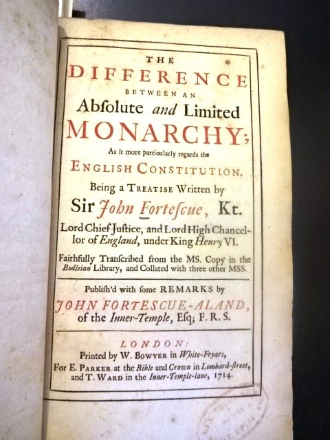 1714 Difference Between Absolute and Limited Monarchy: Title: 1714 Difference Between Absolute and Limited Monarchy Additional Info: “The Difference Between an Absolute and Limited Monarchy as it more particularly regards the English Constitution