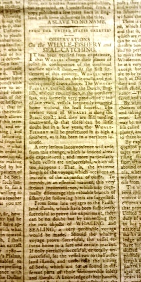 1790 Boston Newspaper Whaling Federal City - 2