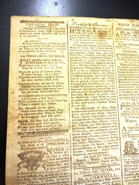 1790 Boston Newspaper Whaling Federal City - 4