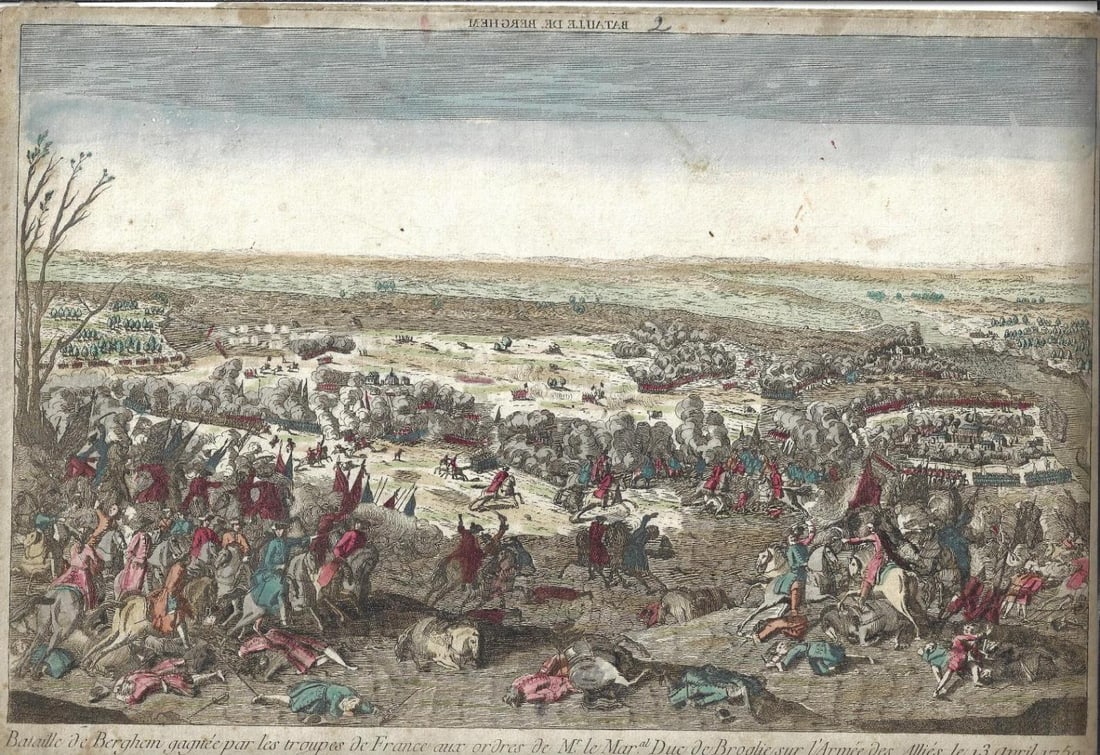 1780 Large Handcolored Military Engraving - 3