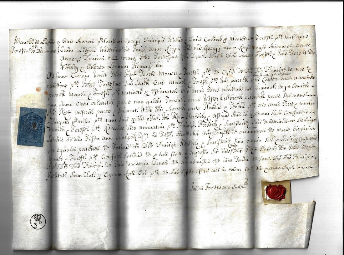 1722 Vellum Manuscript Forest de Dartmoor - 2
