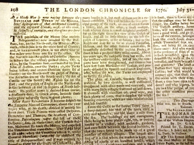 1770 London Chronicle War Between Russia and Turks - 3
