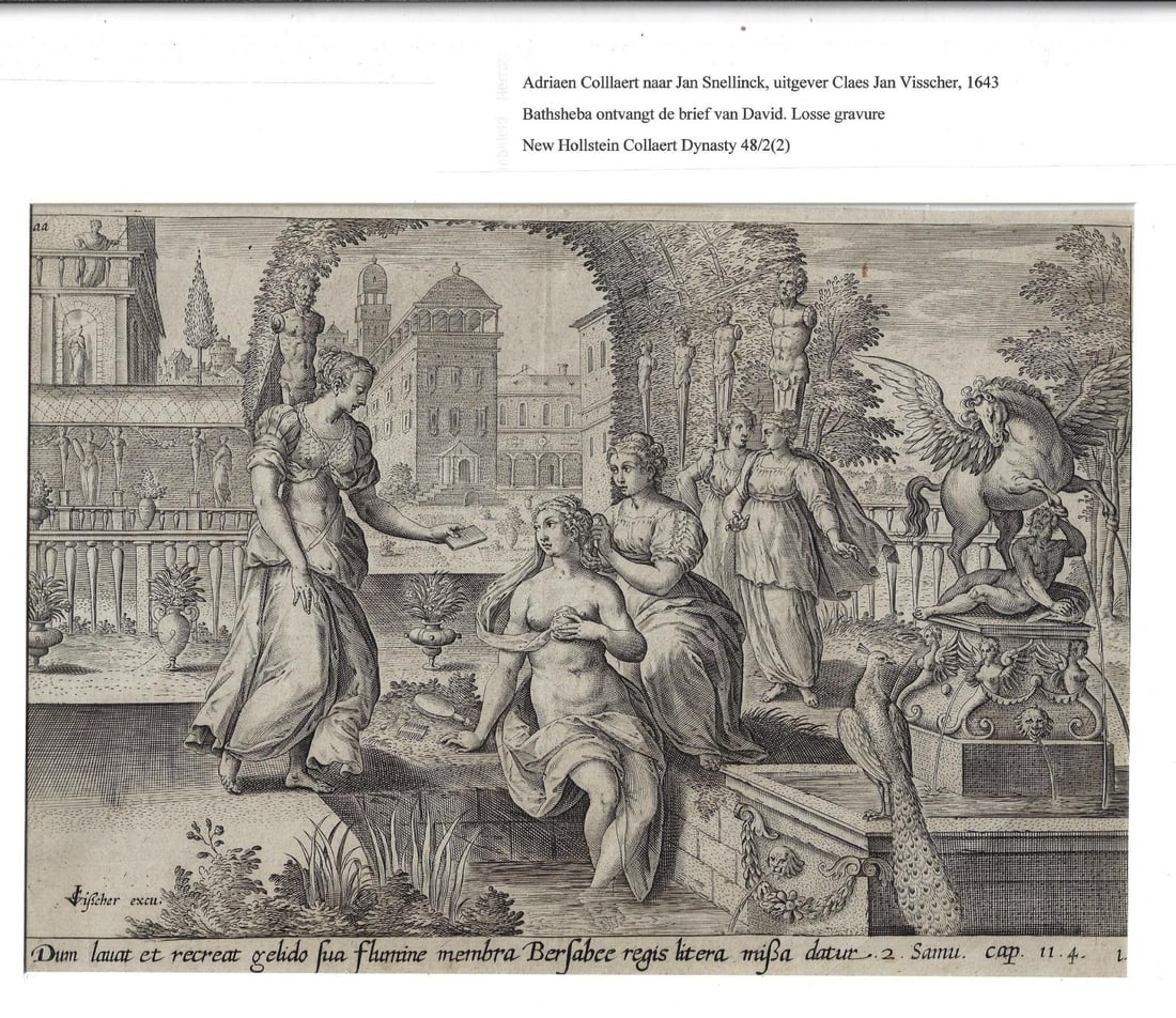 1643 Fine Engraving Collaert Visscher Bathsheba - 2