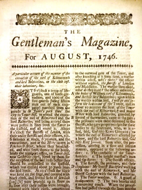 1746 Gentleman's Magazine Jacobite Rebellion Executions - 2