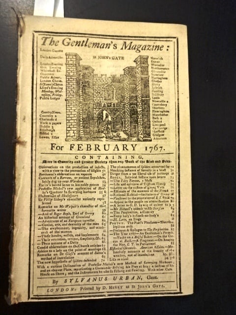 1767 Gentlemans Magazine Greenlanders Colonial News: Title: 1767 Gentlemans Magazine Greenlanders Colonial News Additional Info: The February 1767 issue of The Gentleman's Magazine printed at London, 48 pages with two engravings, one of charting a harbo