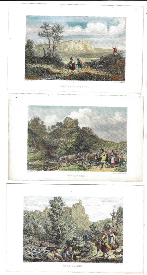 1850 Colored German City Views Engravings - 2
