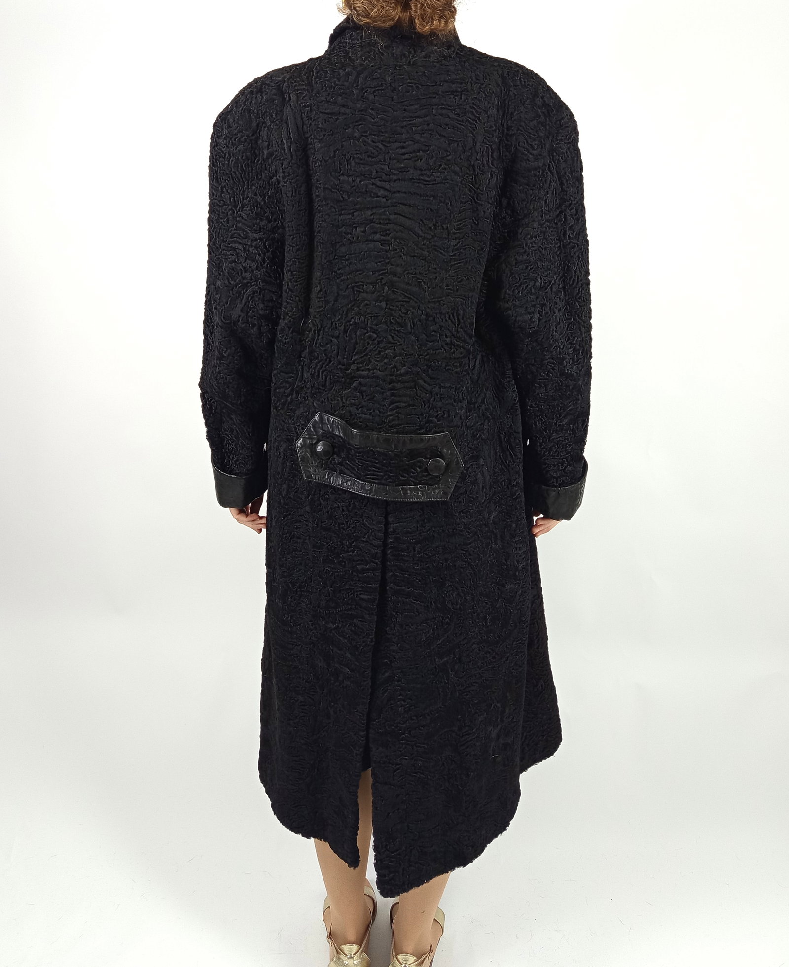 BLACK PERSIAN LAMB FUR COAT EU: XL ; US: 20 - 8