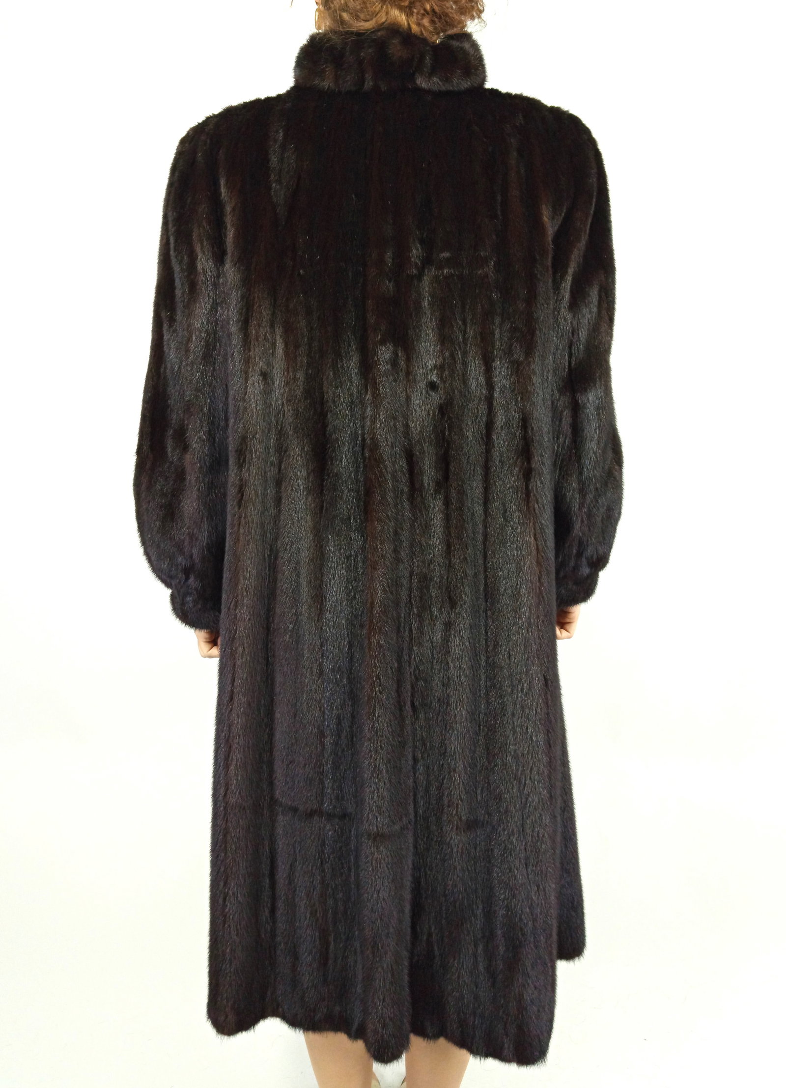 LONG BROWN MINK FUR COAT EU: XL ; US: 20 - 6