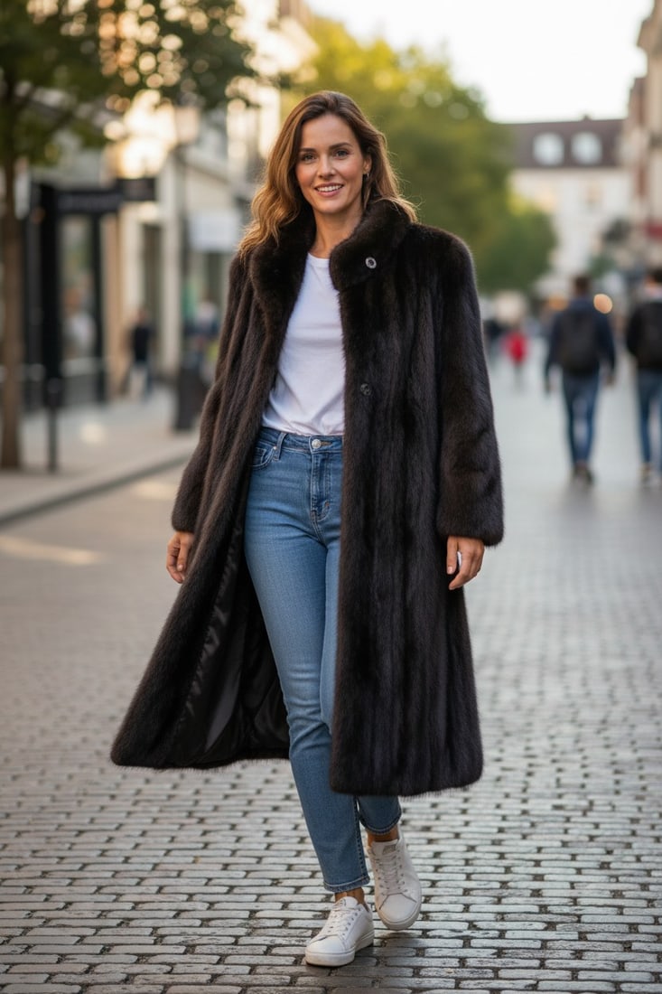 MAHOGANY MINK FUR COAT EU: XL ; US: 20 - 2