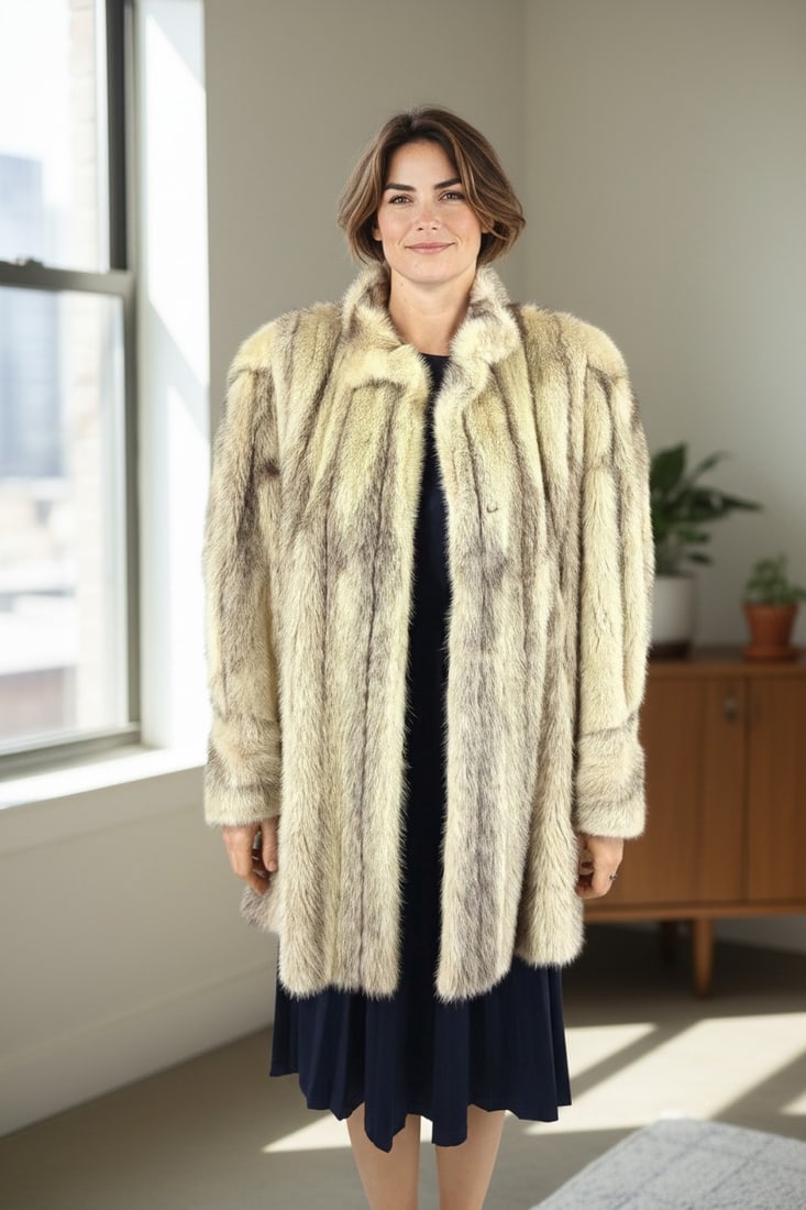 BLACK CROSS MINK FUR JACKET EU: XL ; US: 20 (1 of 12)
