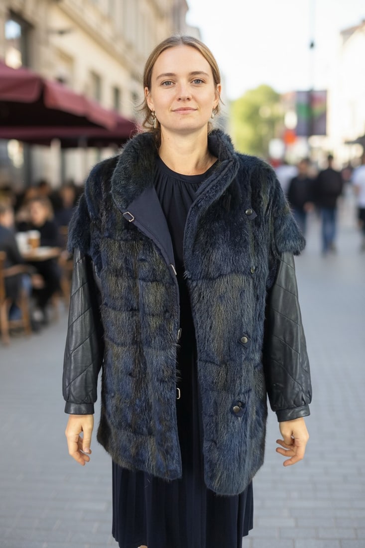 BLUE MINK FUR BOMBER JACKET EU: 3XL ; US: 24: Title: BLUE MINK FUR BOMBER JACKET EU: 3XL ; US: 24 Dimensions: Approximate size- EU: 3XL; US: 24 : Important details: Length: 85cm/33.46in -Shoulders width:55cm/21.65in -Sleeve Length:65cm/25.59in -B