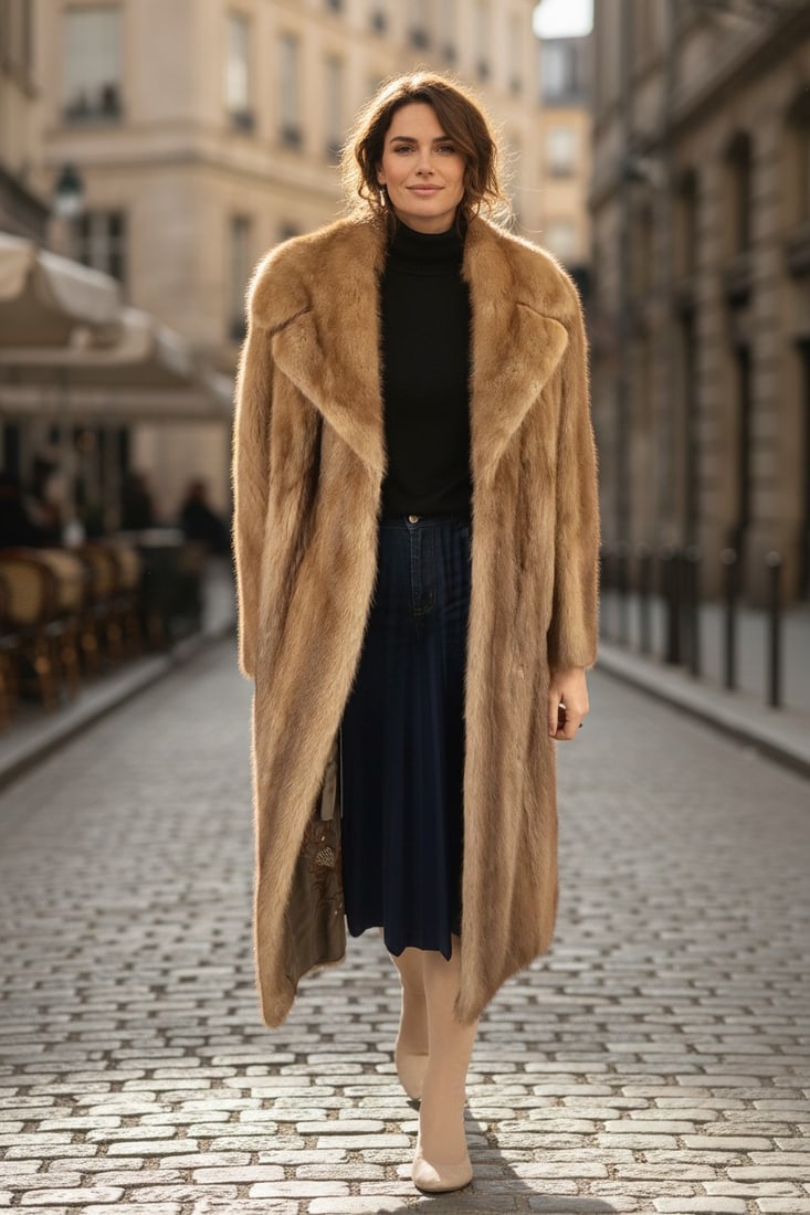 BEIGE MINK FUR COAT EU: XL ; US: 18 (1 of 10)