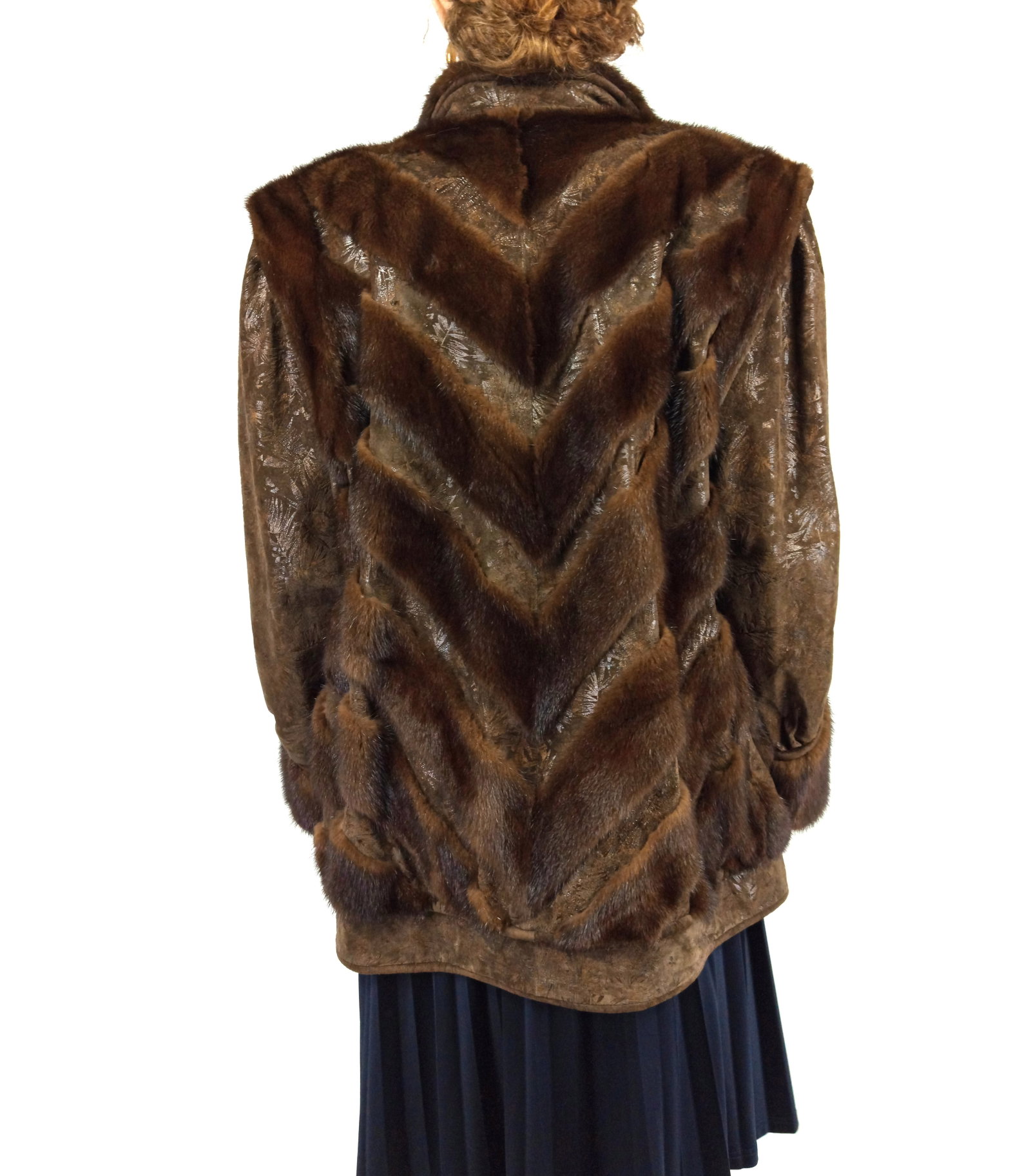 BROWN MINK JACKET EU: XXL ; US: 22 - 10