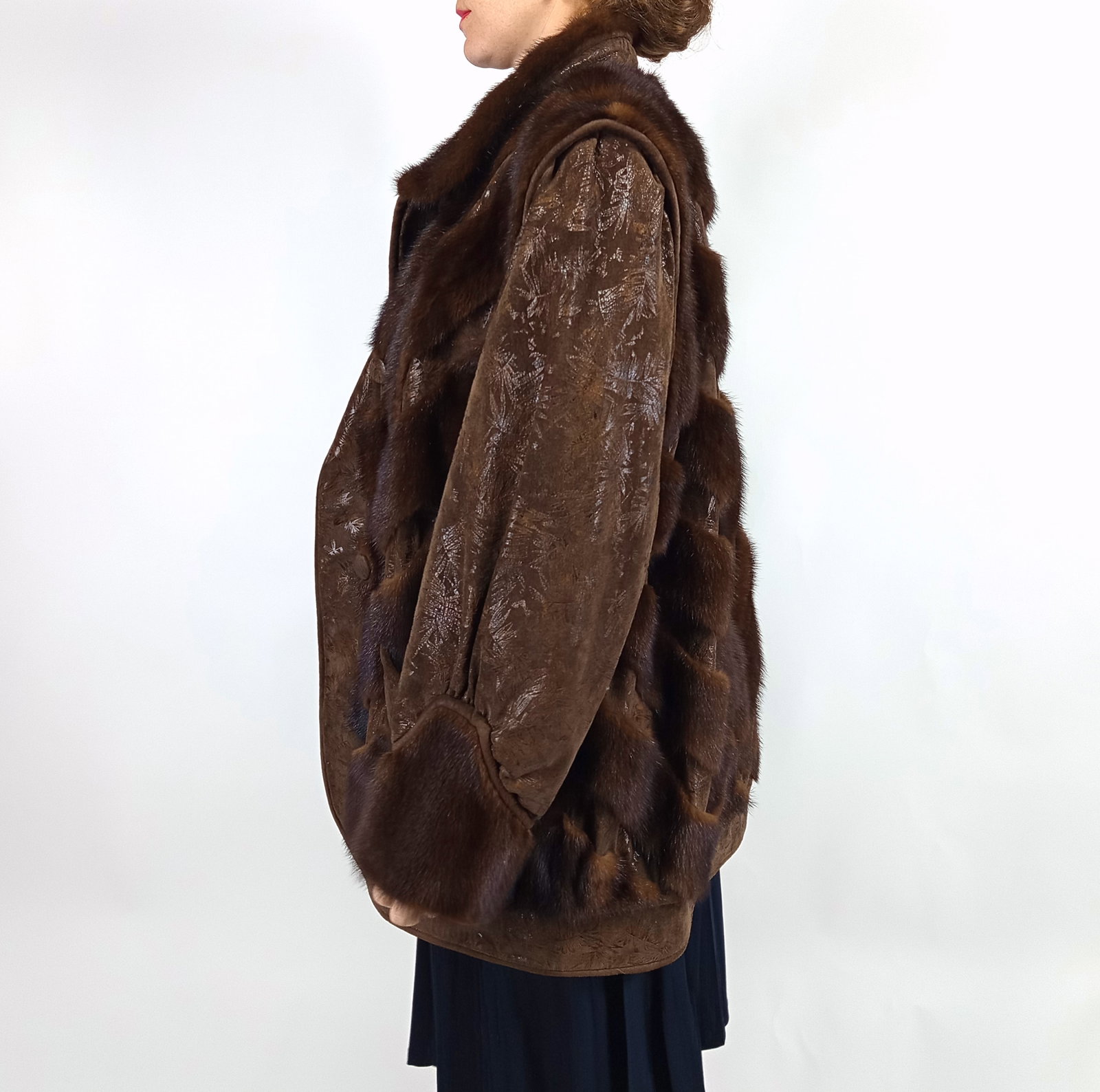 BROWN MINK JACKET EU: XXL ; US: 22 - 9