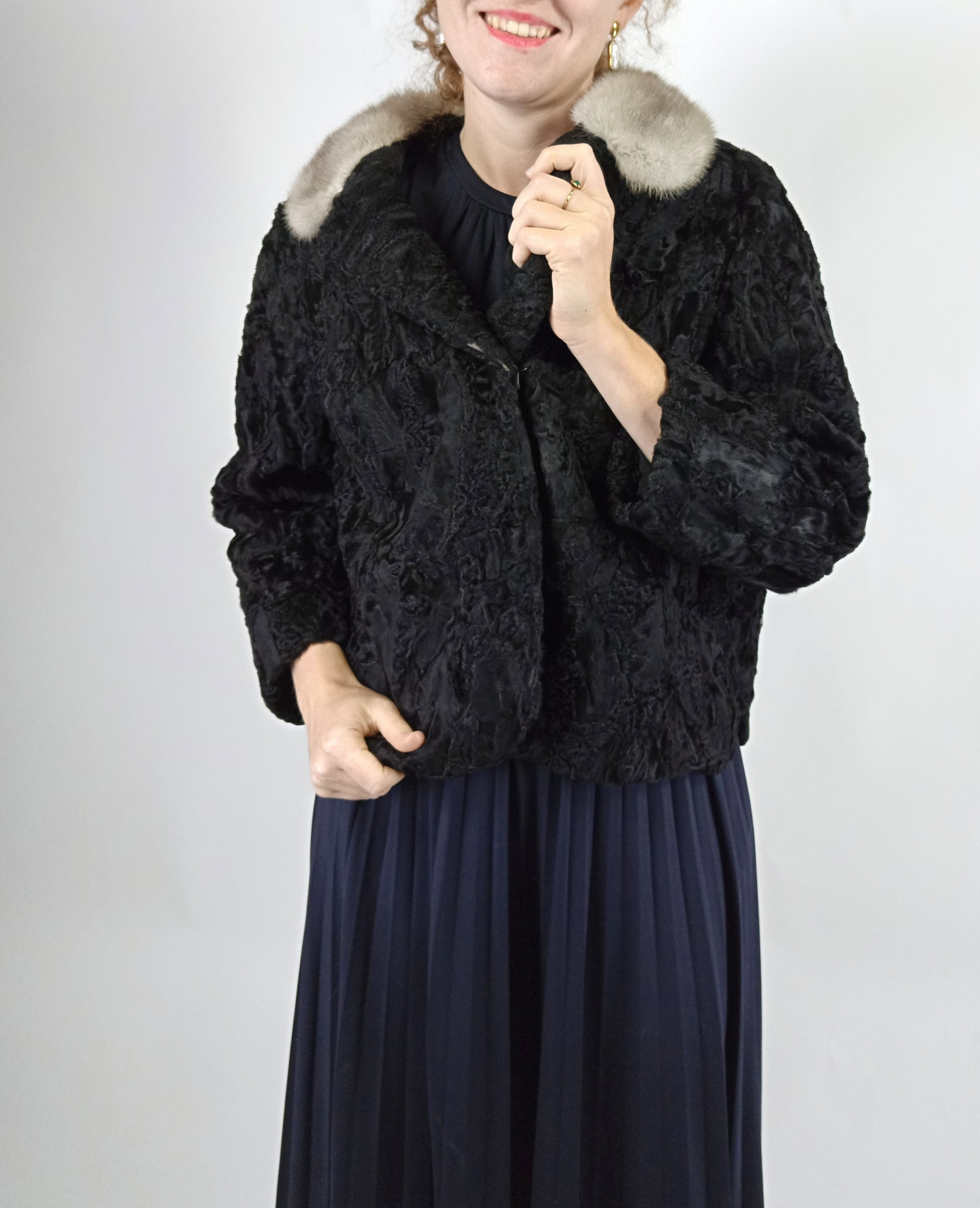 PLANTINUM MINK & BLACK KARABUL FUR JACKET EU: XL; US: 20 - 3