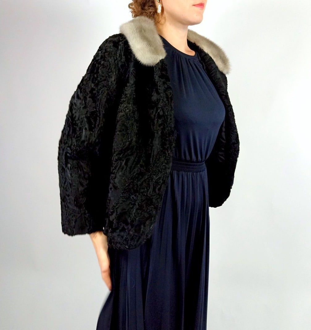 PLANTINUM MINK & BLACK KARABUL FUR JACKET EU: XL; US: 20 - 9