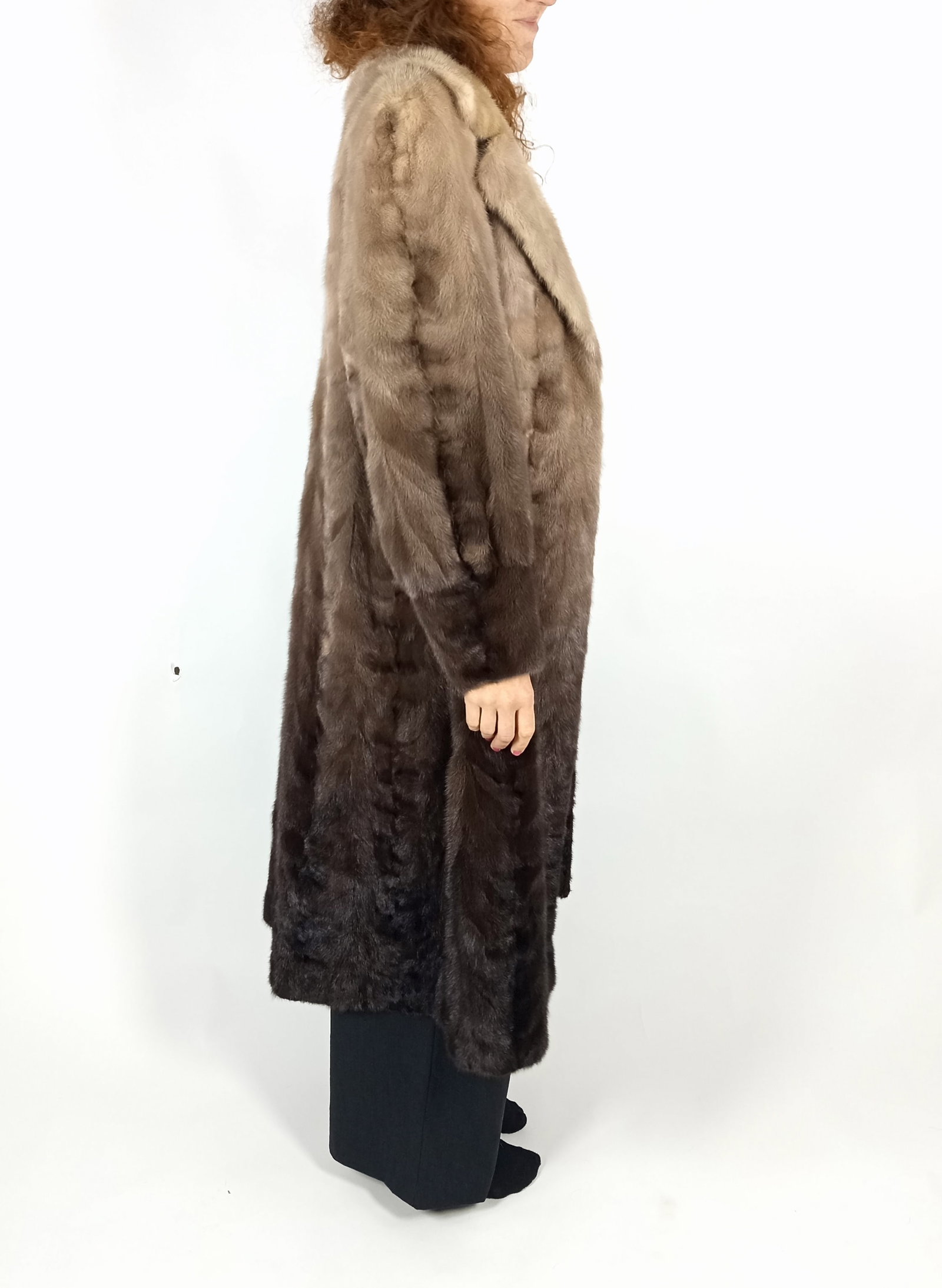 GREY DEGRADE MINK FUR COAT EU: XL ; US: 18 - 7