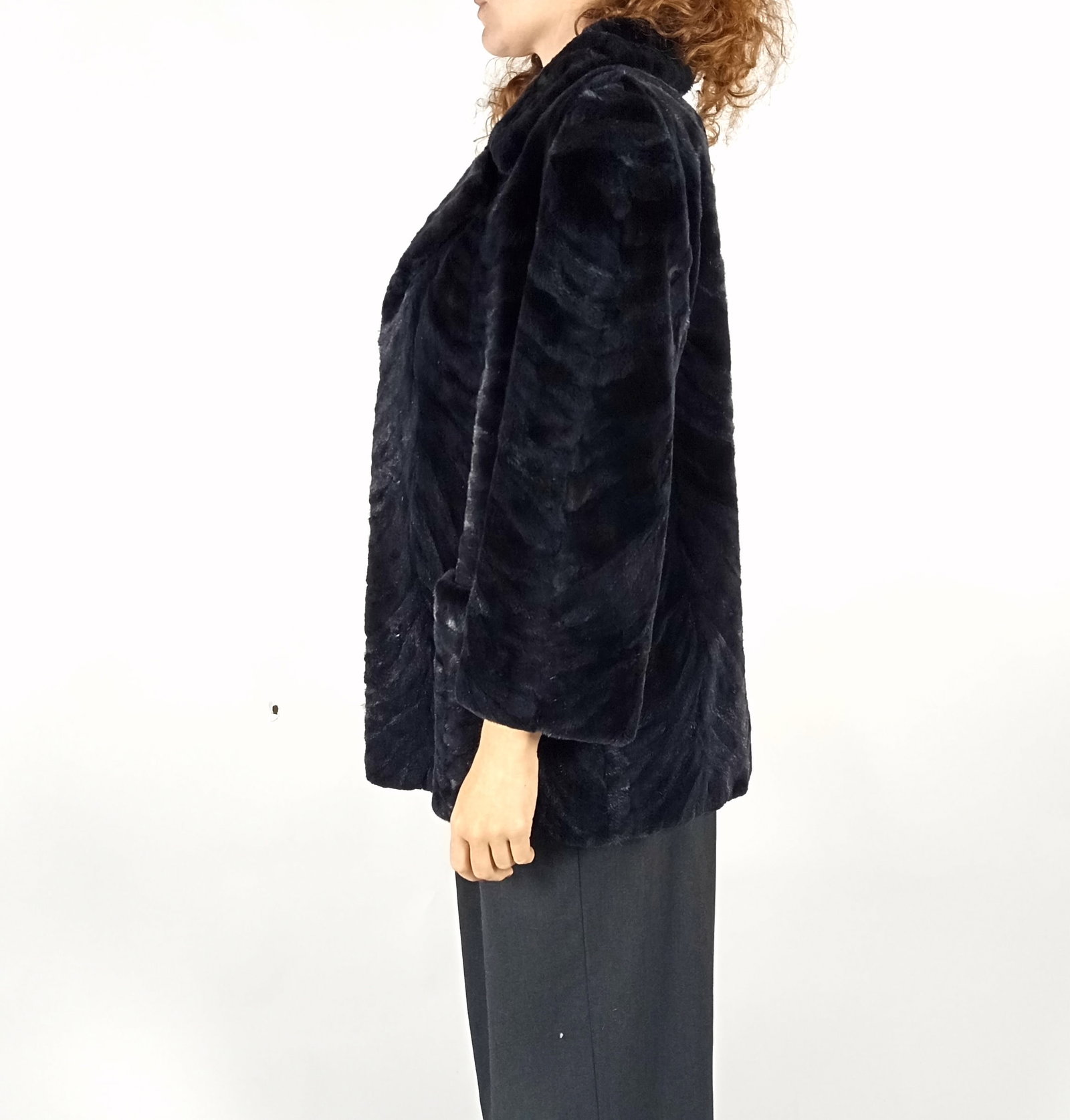 BLACK SHEARED MINK FUR JACKET EU: M ; US: 12 - 2