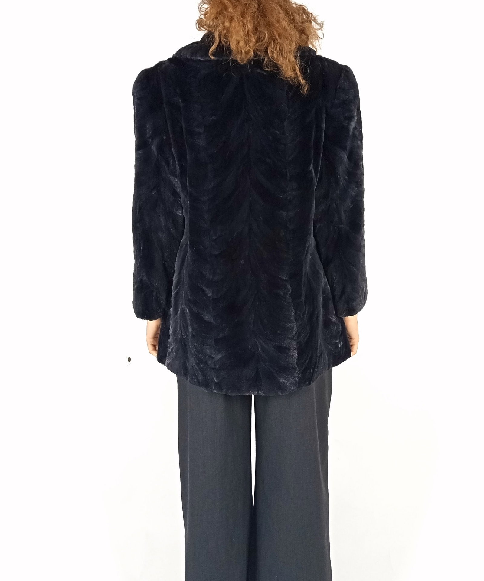 BLACK SHEARED MINK FUR JACKET EU: M ; US: 12 - 3