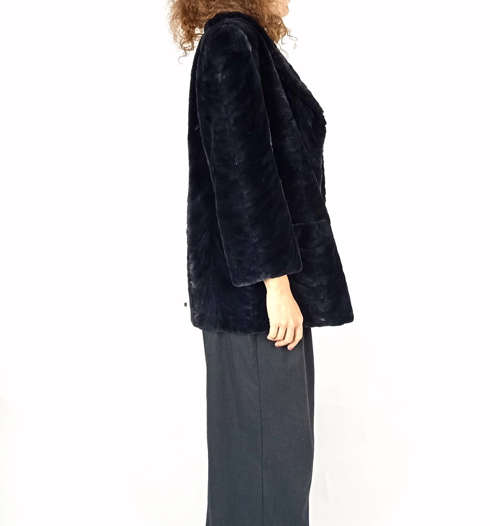 BLACK SHEARED MINK FUR JACKET EU: M ; US: 12 - 5