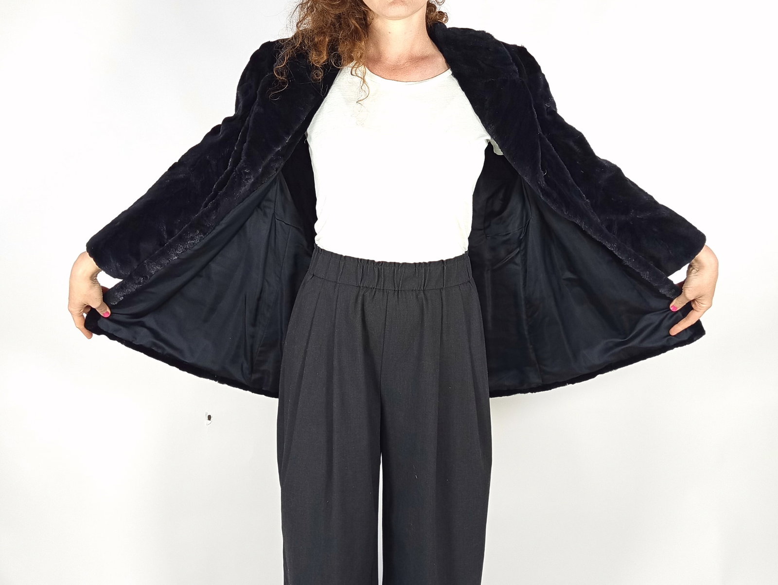 BLACK SHEARED MINK FUR JACKET EU: M ; US: 12 - 6
