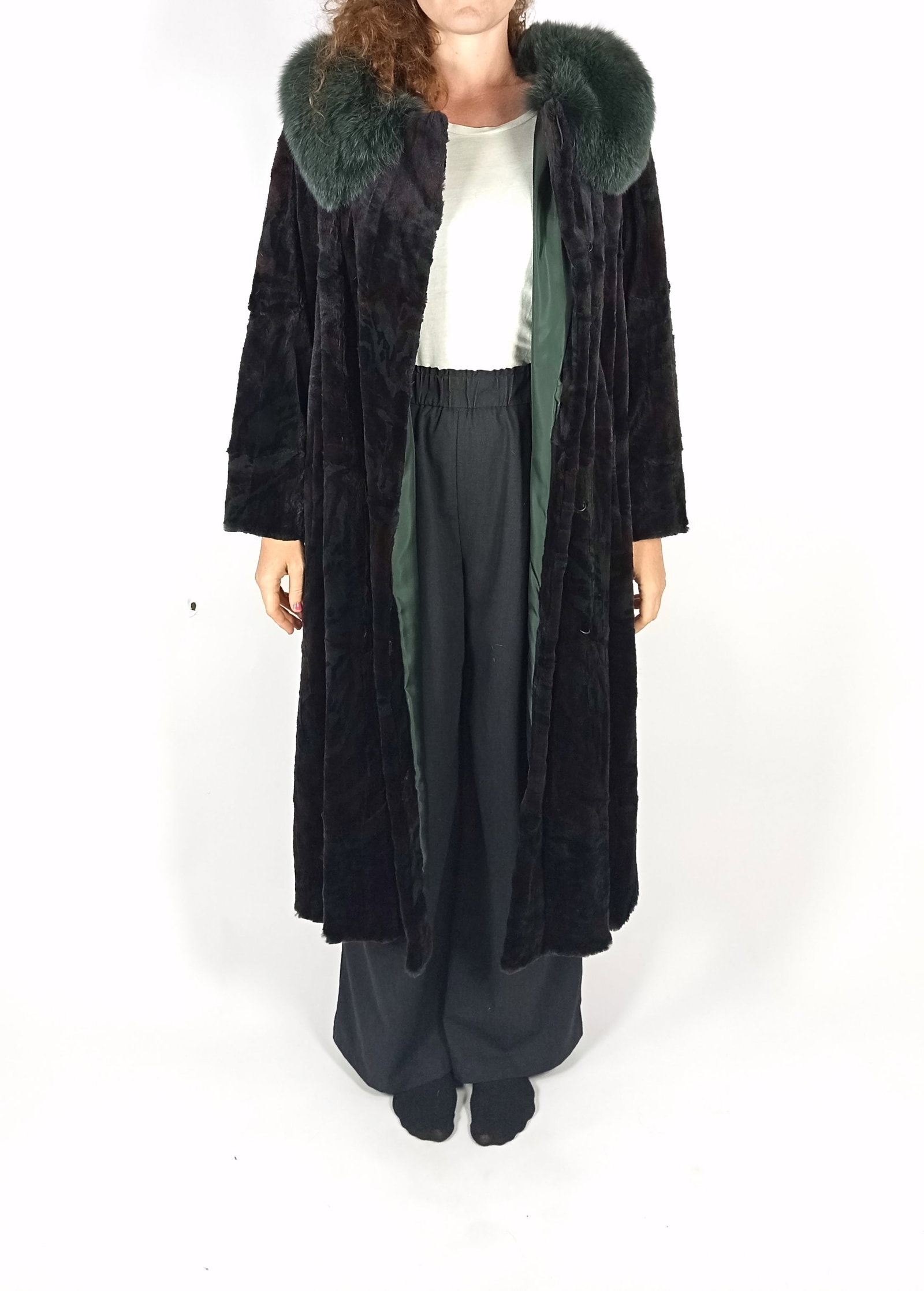 DARK LEO PRINT SHEARED LAPIN FOX FUR COLLAR EU: XXL ; US: 24 - 2