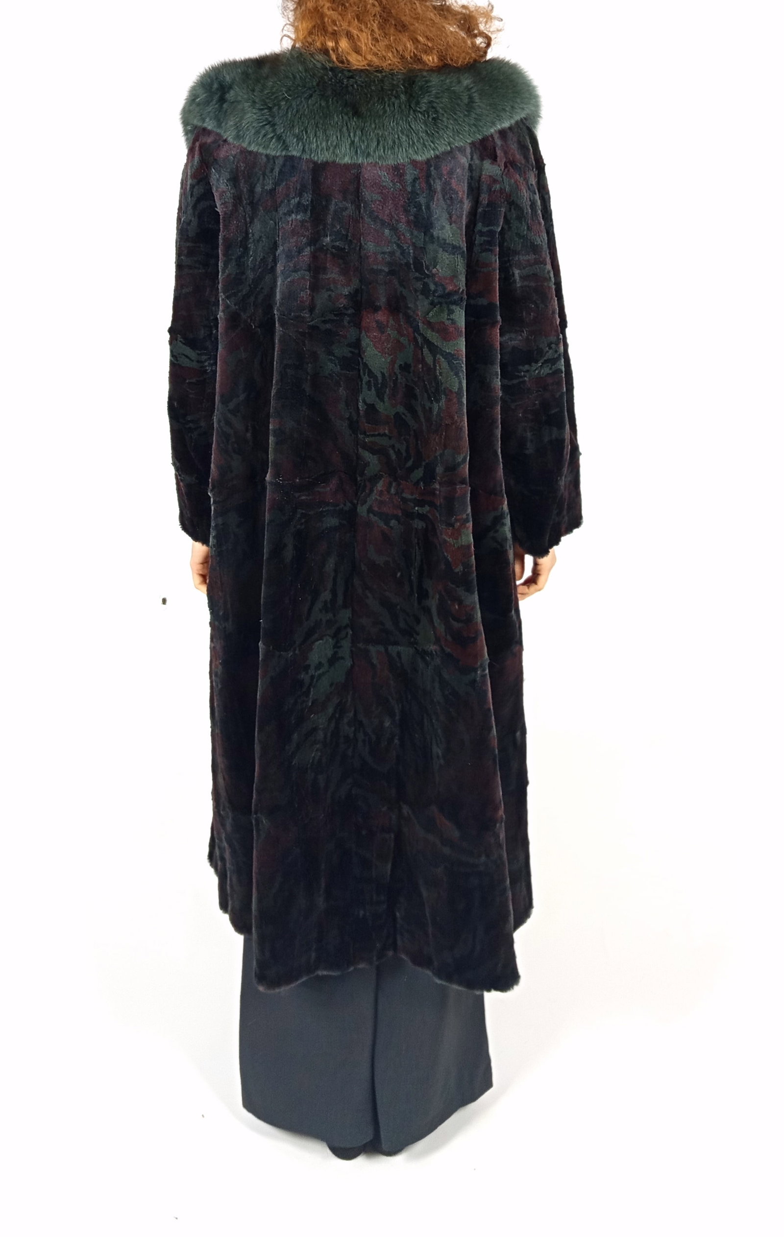 DARK LEO PRINT SHEARED LAPIN FOX FUR COLLAR EU: XXL ; US: 24 - 4