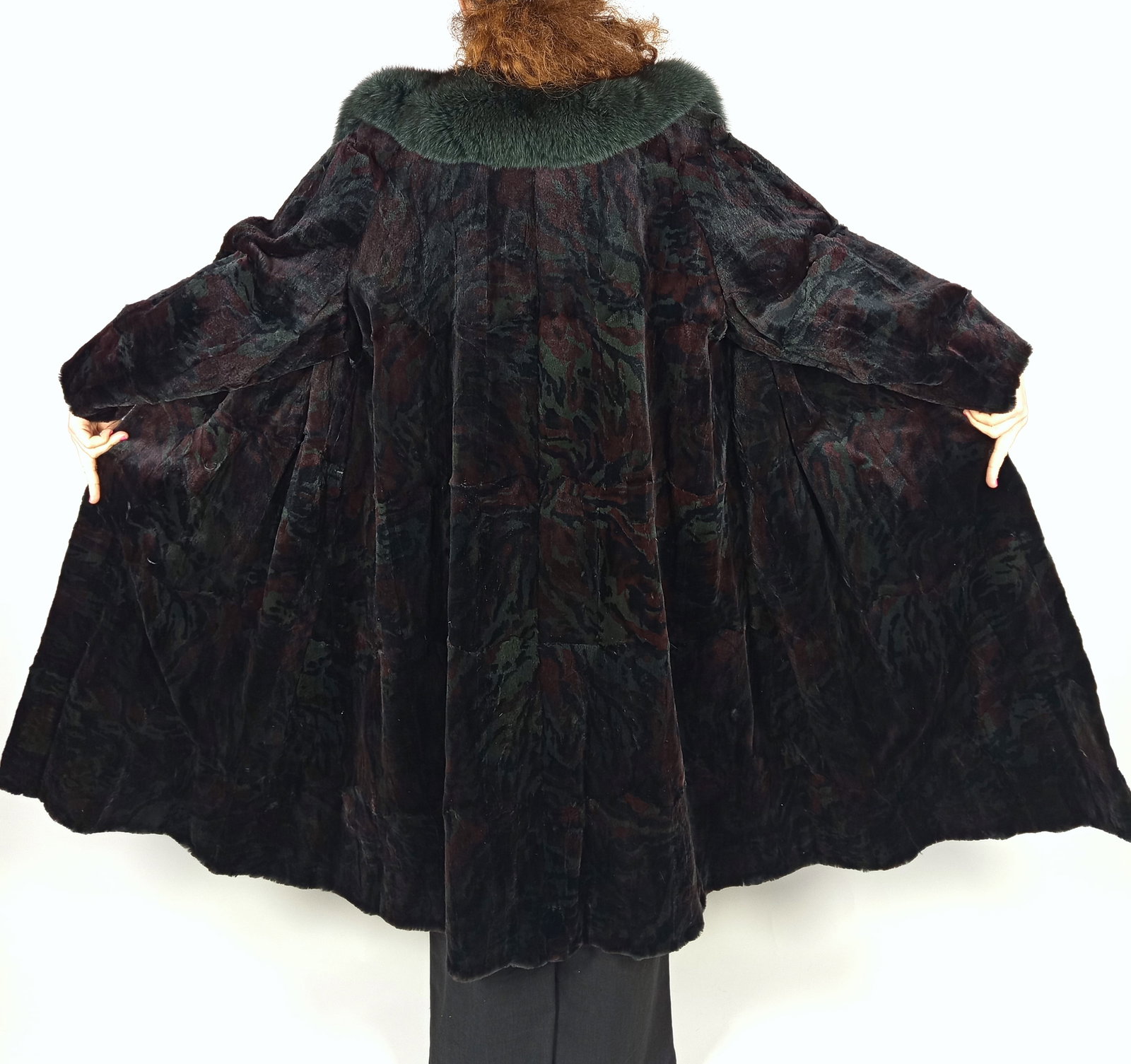 DARK LEO PRINT SHEARED LAPIN FOX FUR COLLAR EU: XXL ; US: 24 - 5