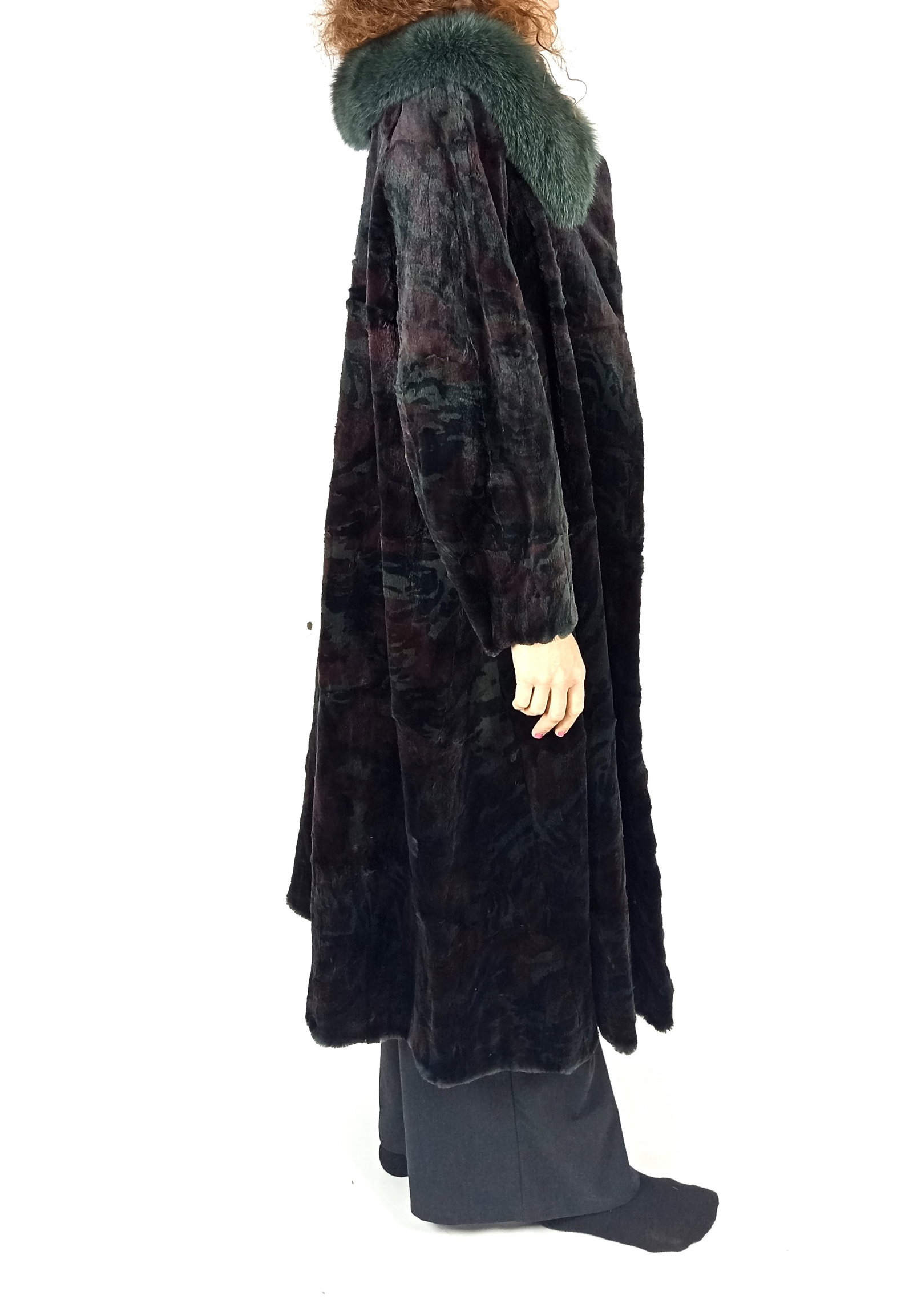 DARK LEO PRINT SHEARED LAPIN FOX FUR COLLAR EU: XXL ; US: 24 - 6
